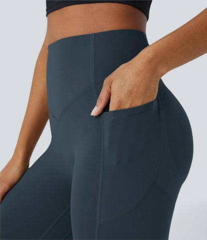 Leggings de Contrôle du Ventre et Sculptant les Fesses Taille Haute avec Poches