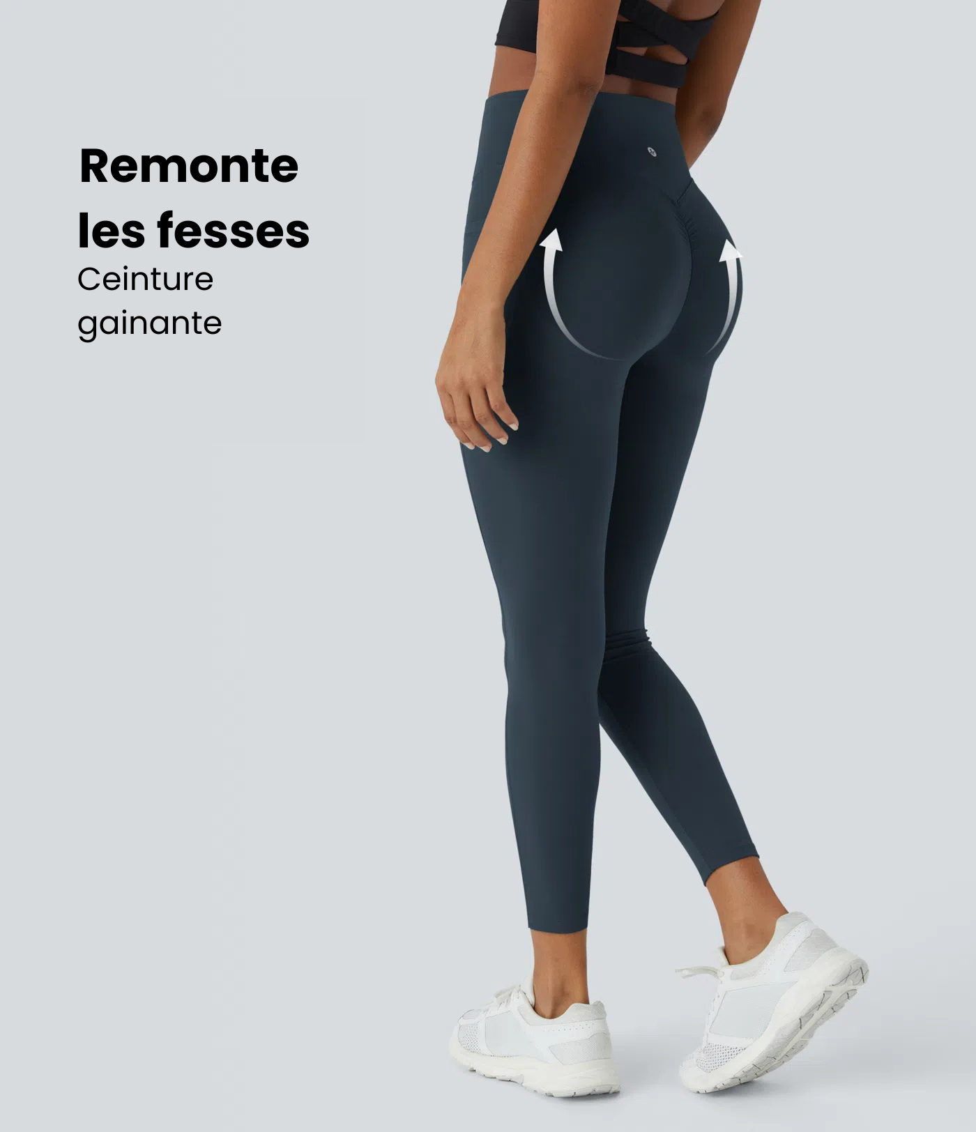 Leggings de Contrôle du Ventre et Sculptant les Fesses Taille Haute avec Poches