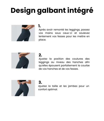 Leggings de Contrôle du Ventre et Sculptant les Fesses Taille Haute avec Poches