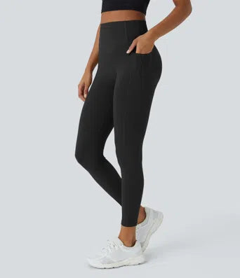Leggings de Contrôle du Ventre et Sculptant les Fesses Taille Haute avec Poches