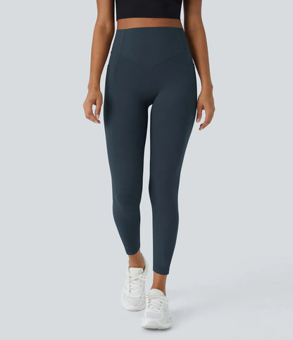 Leggings de Contrôle du Ventre et Sculptant les Fesses Taille Haute avec Poches
