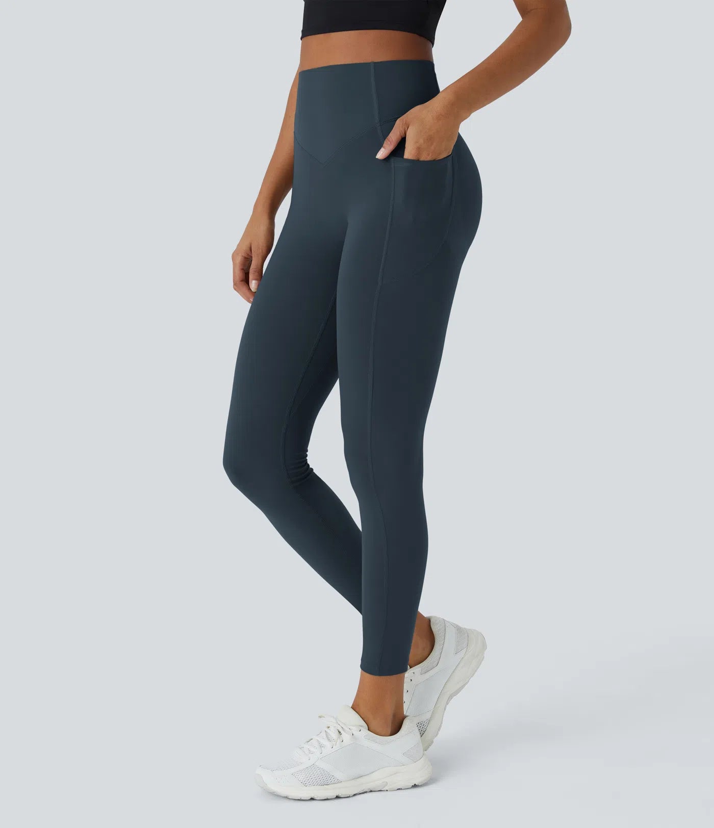 Leggings de Contrôle du Ventre et Sculptant les Fesses Taille Haute avec Poches