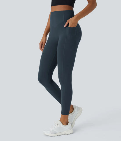 Leggings de Contrôle du Ventre et Sculptant les Fesses Taille Haute avec Poches